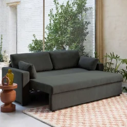 Driezits slaapbank in chenille stof