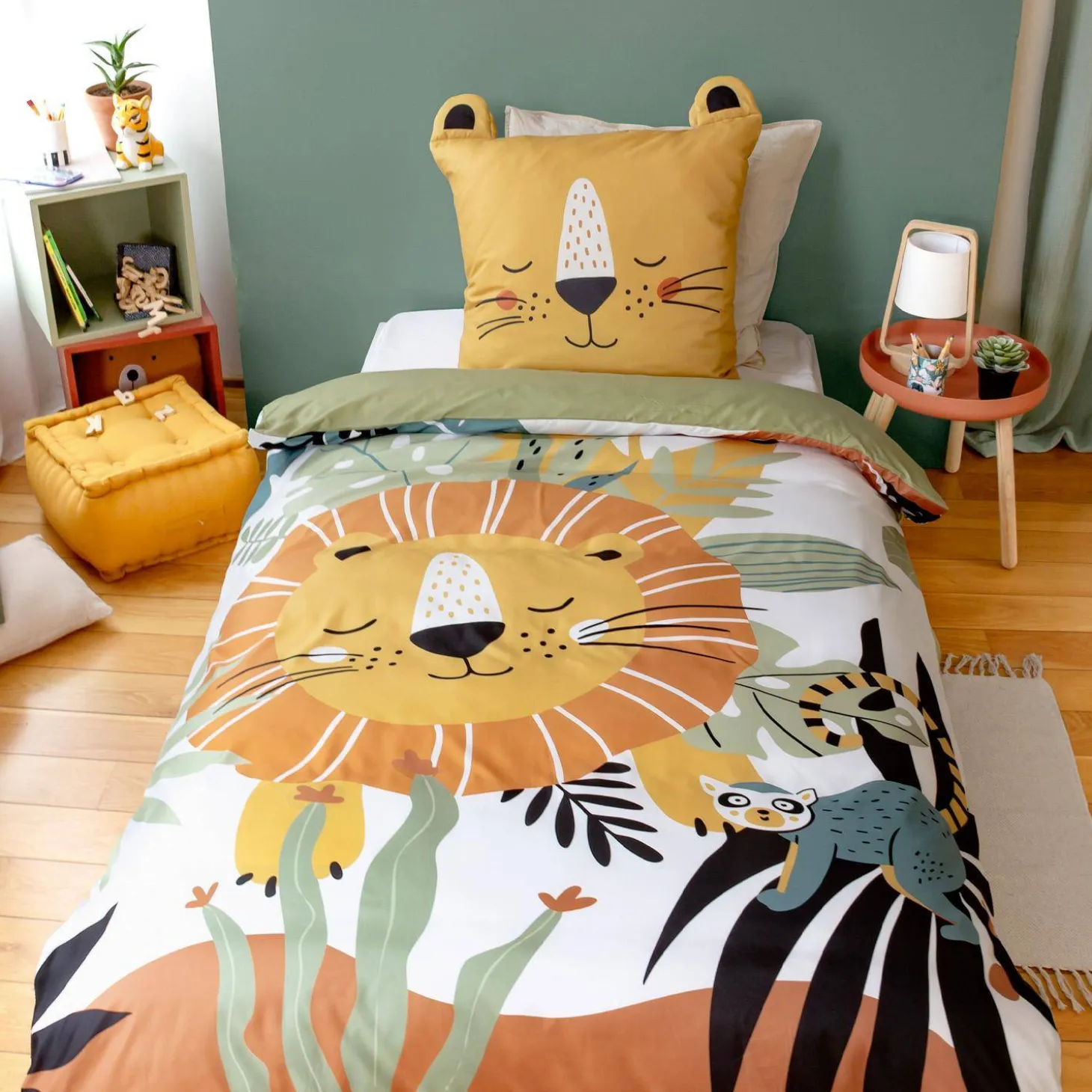 Eenpersoons beddengoedset met savanneprint omkeerbaar microvezel 140x200cm
