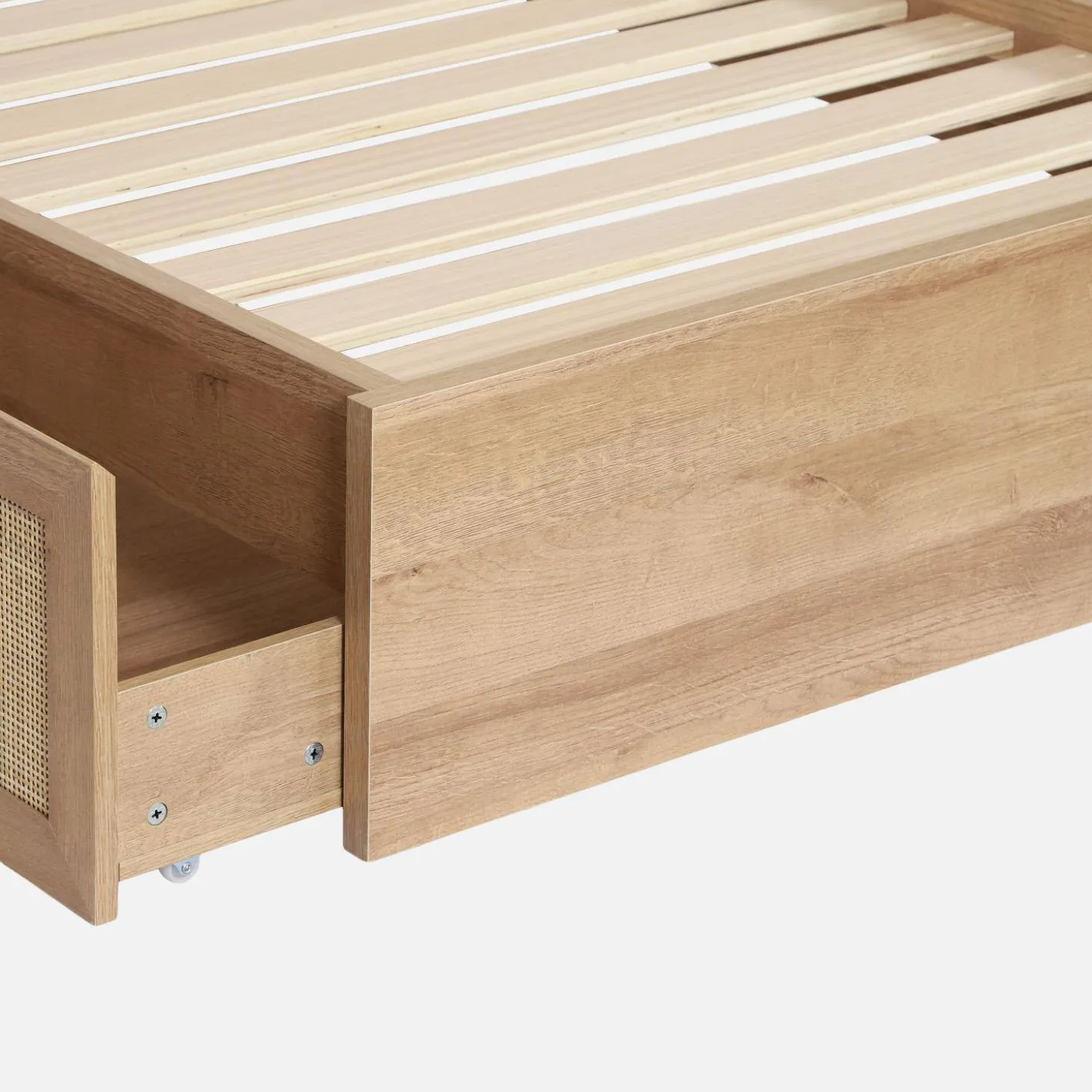Eenpersoonsbed 90x190cm met lattenbodem hoofdbord en lades