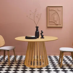 Eettafel met houteffect, sparrenhouten poten, 4 zitplaatsen