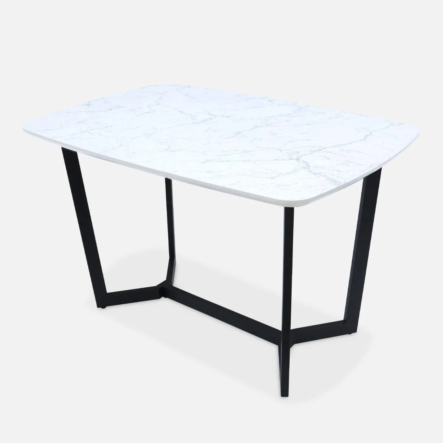 Eettafel met marmereffect, metalen poten, 4 tot 6 zitplaatsen