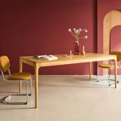 Eettafel rechthoekig rubberhout en essenfineer 8 plaatsen