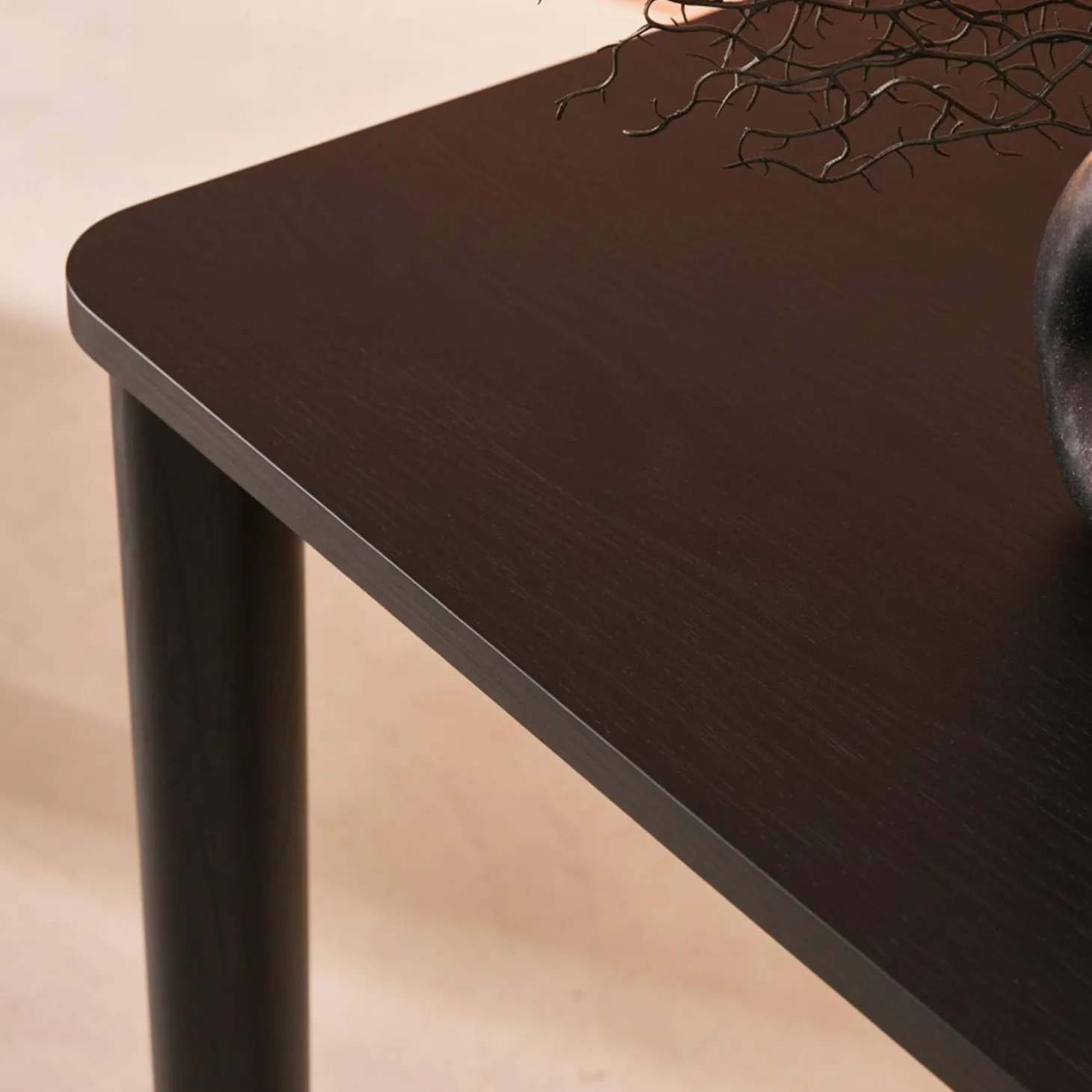 Eettafel rubberhout en eikenfineer rechthoekig 6 plaatsen
