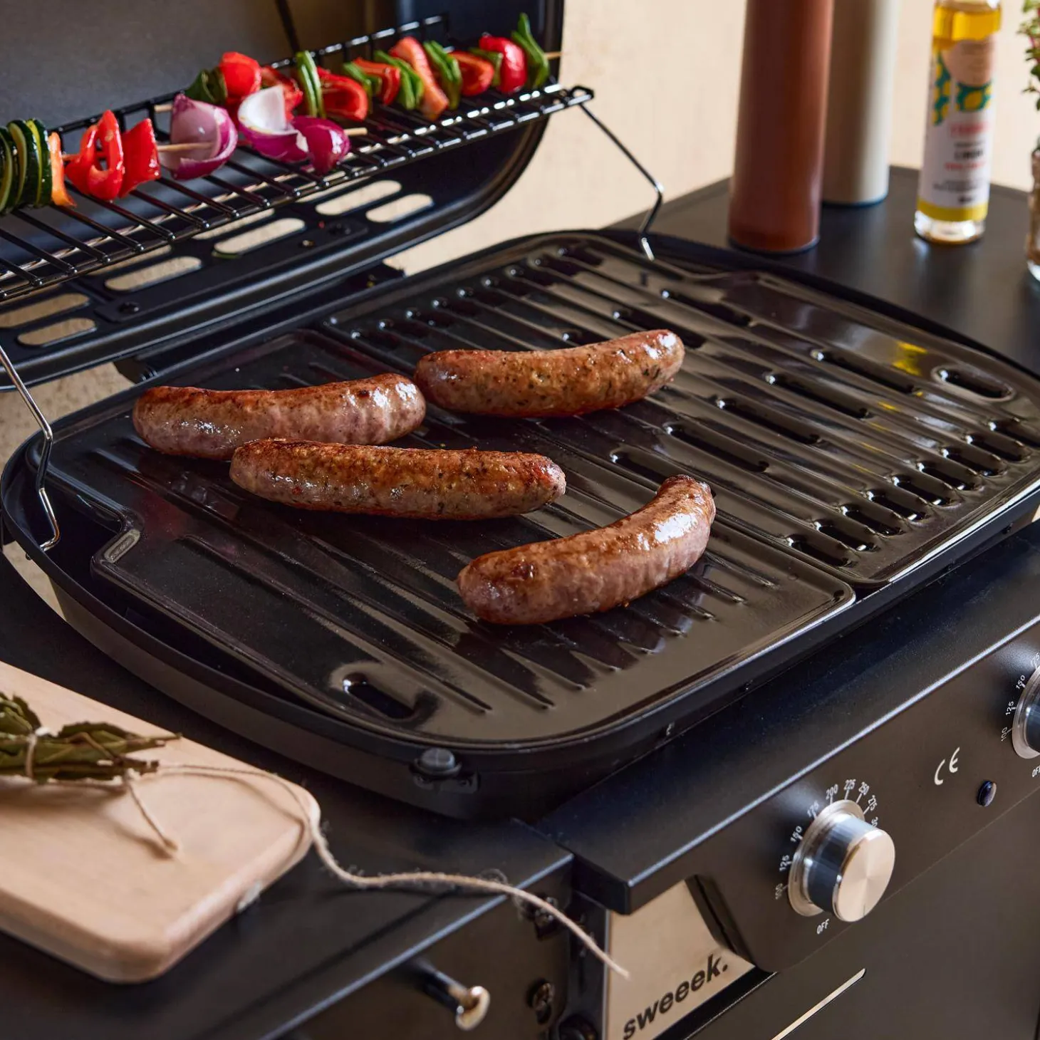 Elektrische barbecue 2 branders, geëmailleerd staal 2300 W