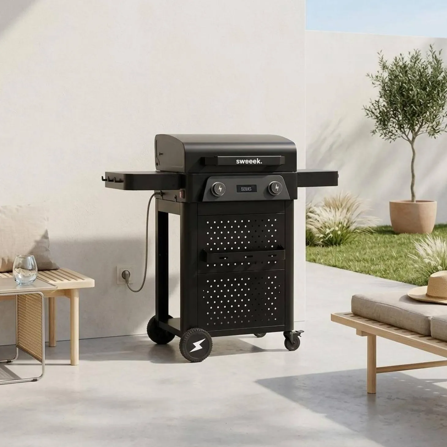 Elektrische barbecue 2 branders 2300W geëmailleerd staal