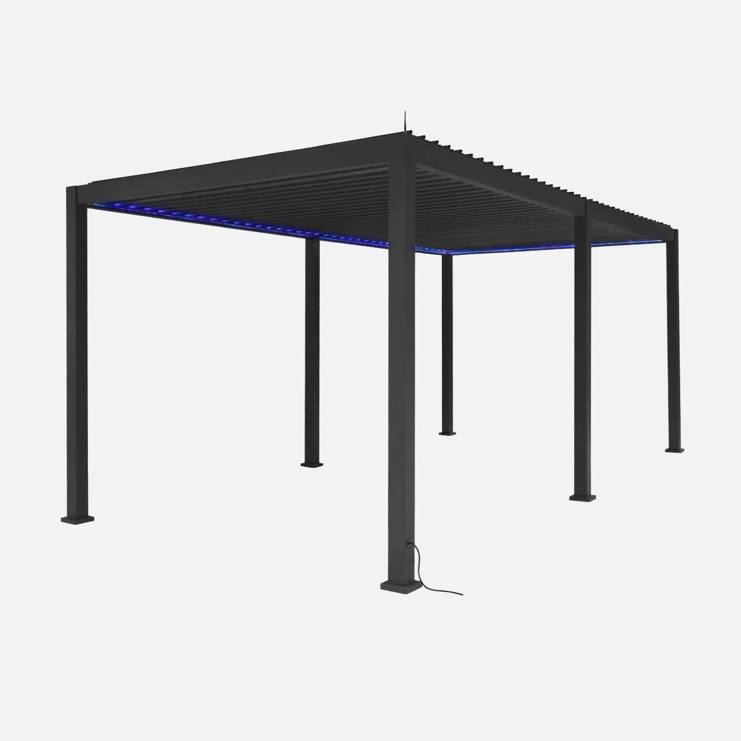 Elektrische pergola met lamellendak 6x3m met LED-verlichting en 4 zonneschermen 3m