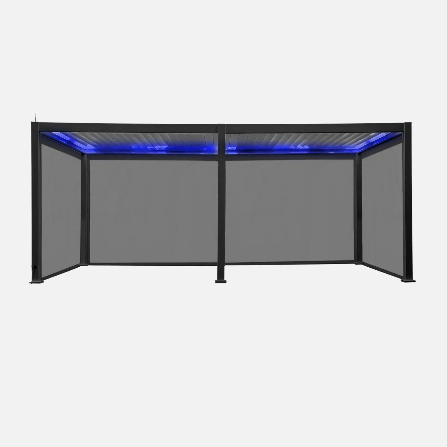 Elektrische pergola met lamellendak 6x3m met LED-verlichting en 4 zonneschermen 3m