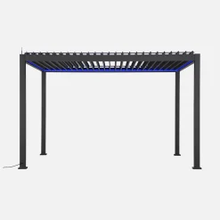 Elektrische pergola met lamellendak 4x3m met LED-verlichting en 1 zonnescherm 4m