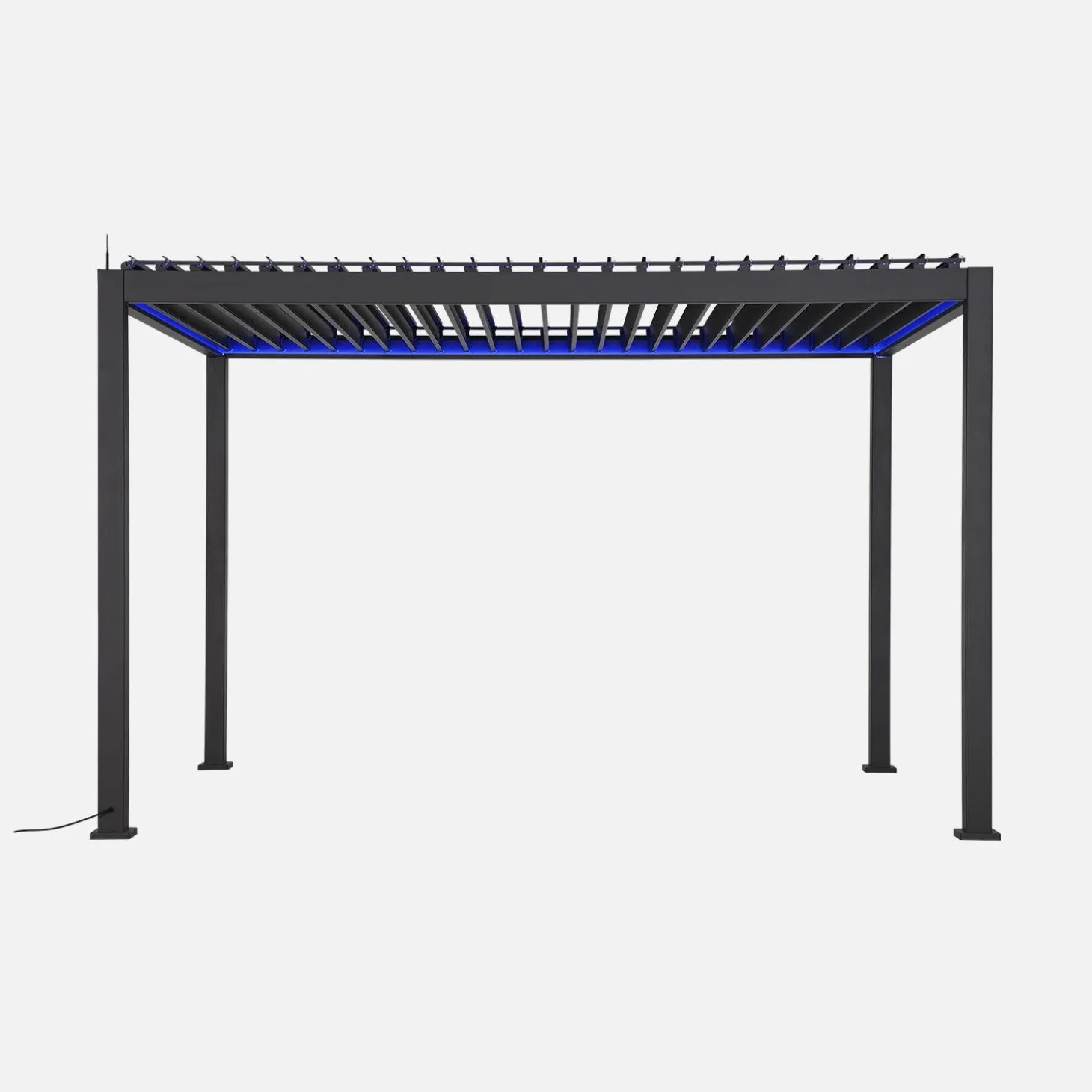 Elektrische pergola met lamellendak 4x3m met LED-verlichting en 1 zonnescherm 4m