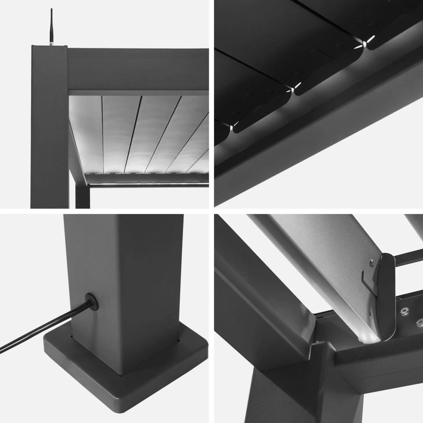 Elektrische pergola met lamellendak 6x3m met LED-verlichting en 2 zonneschermen 3m