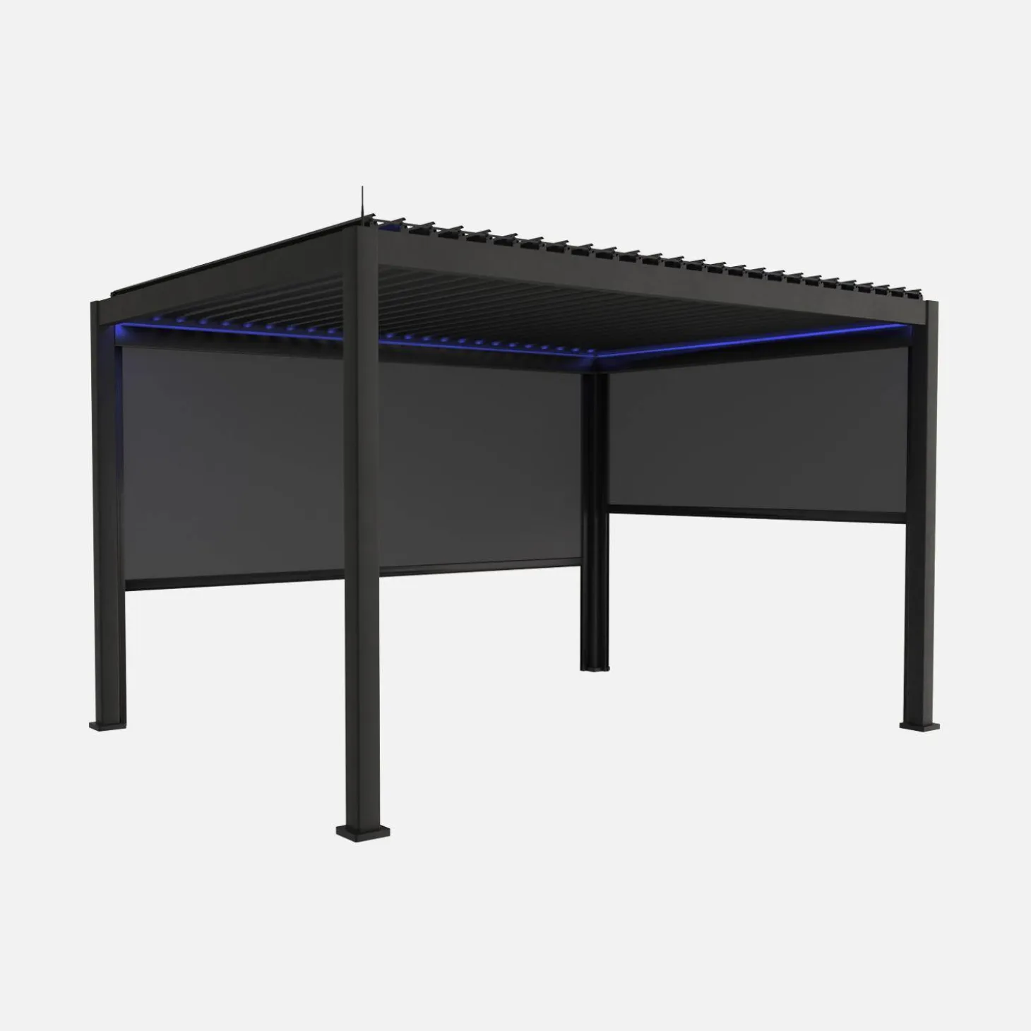 Elektrische pergola met lamellendak 4x3m met LED-verlichting 1 zonnescherm 3m en 1 zonnescherm 4m