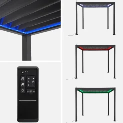 Elektrische pergola met lamellendak 3x3m met LED-verlichting