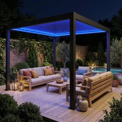 Elektrische pergola met lamellendak 3x3m met LED-verlichting