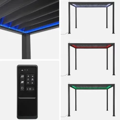 Elektrische pergola met lamellendak 4x3m met LED-verlichting
