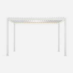 Elektrische pergola met lamellendak 4x3m met LED-verlichting 1 zonnescherm 3m en 1 zonnescherm 4m