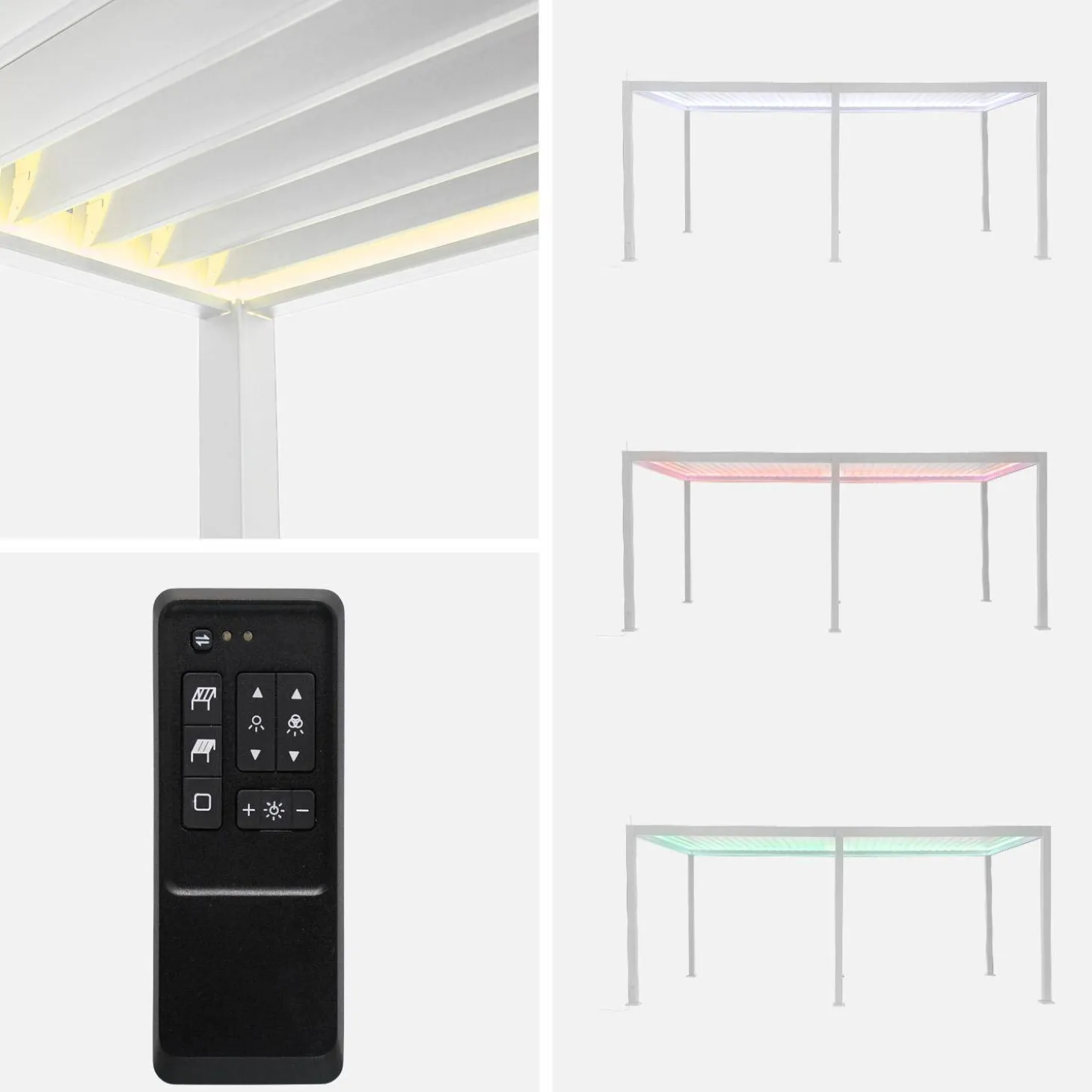 Elektrische pergola met lamellendak 6x3m met LED-verlichting en 2 zonneschermen 3m