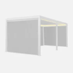 Elektrische pergola met lamellendak 6x3m met LED-verlichting en 4 zonneschermen 3m