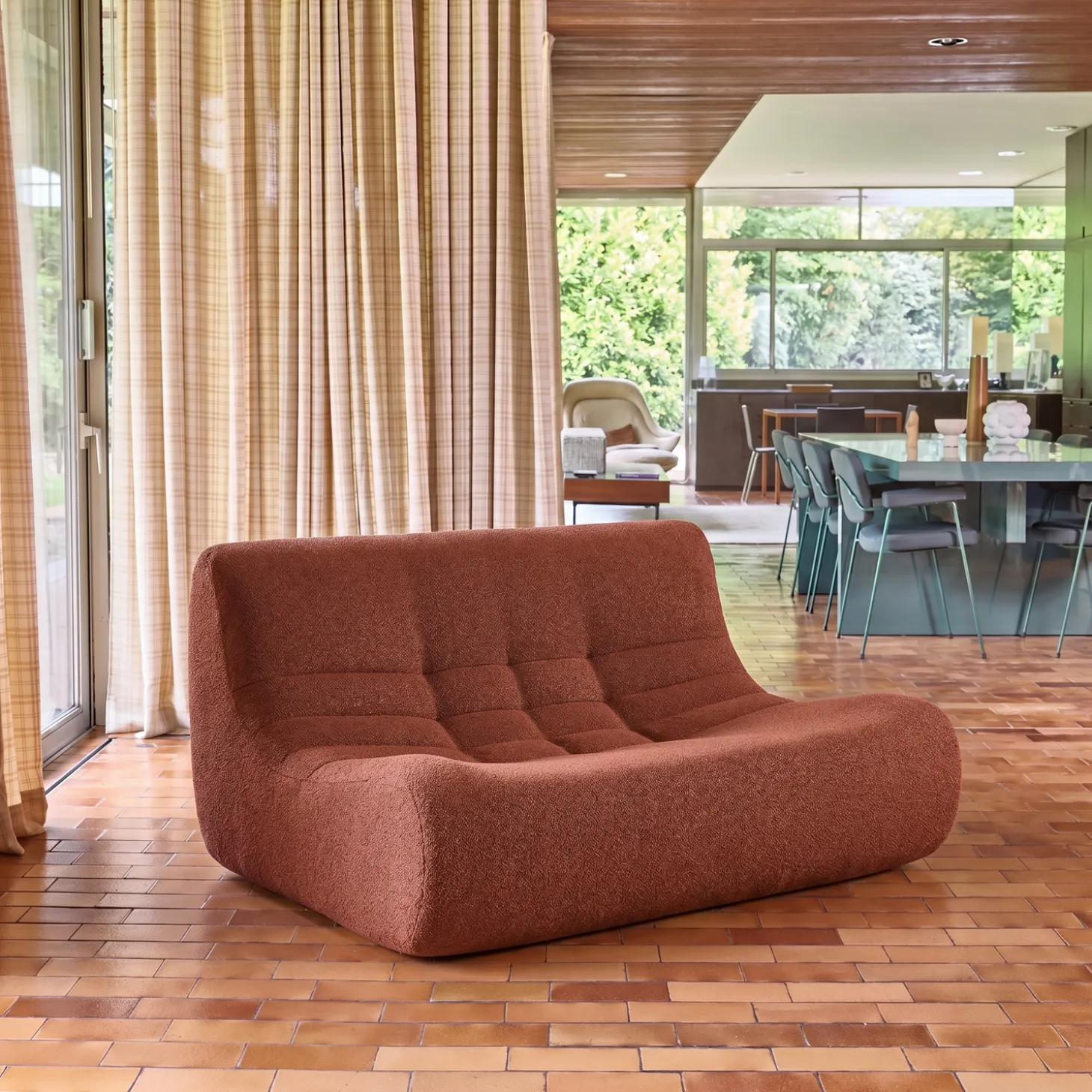 Fauteuil boucléstof 2 zitplaatsen