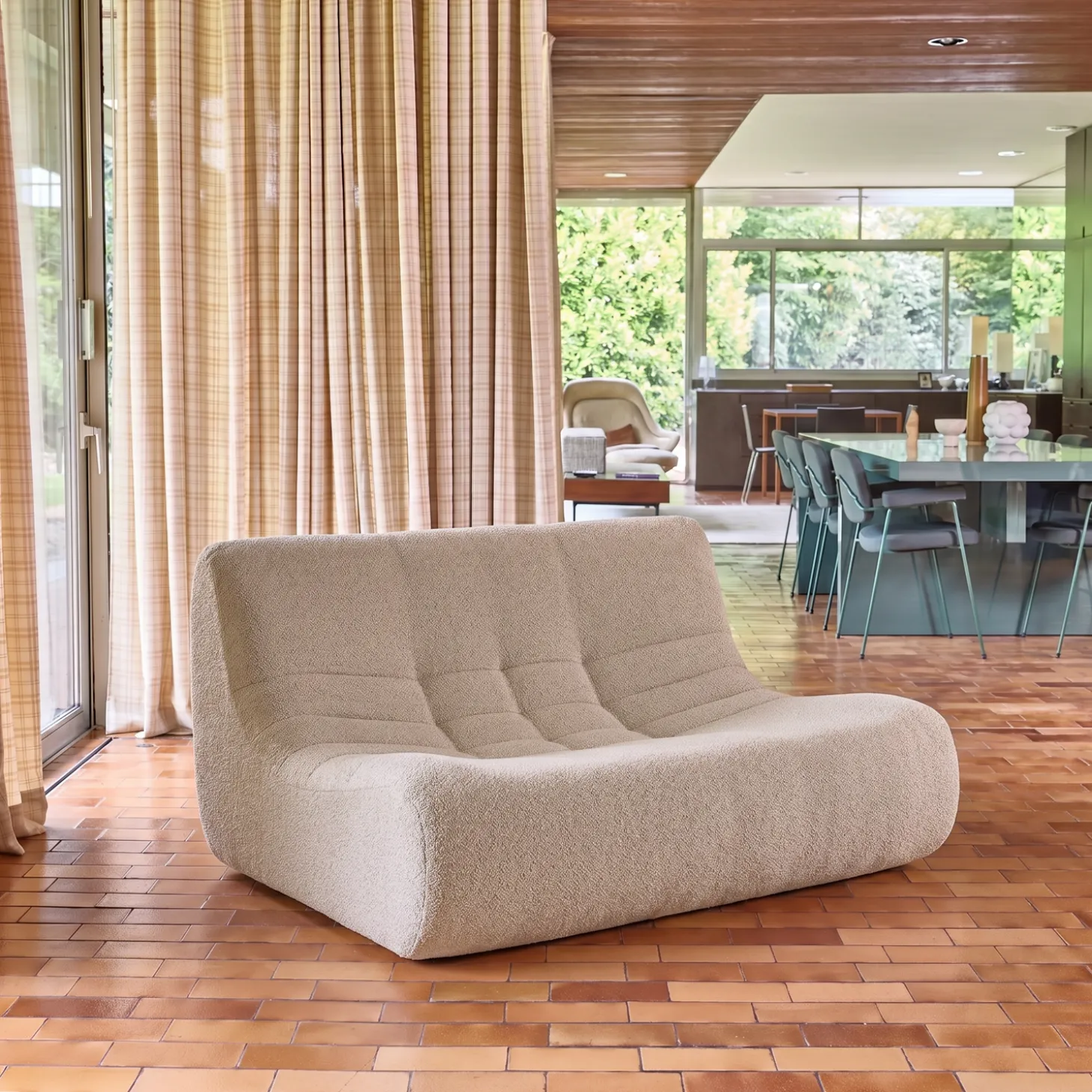 Fauteuil boucléstof 2 zitplaatsen