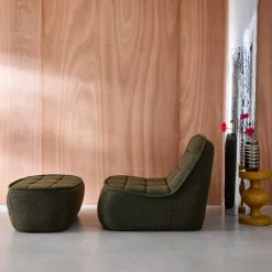 Fauteuil bouclé stof 1 zitplaats + voetenbank