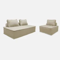 Fauteuil en modulaire 2-zitsbank in stof
