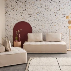 Fauteuil en modulaire 2-zitsbank in stof