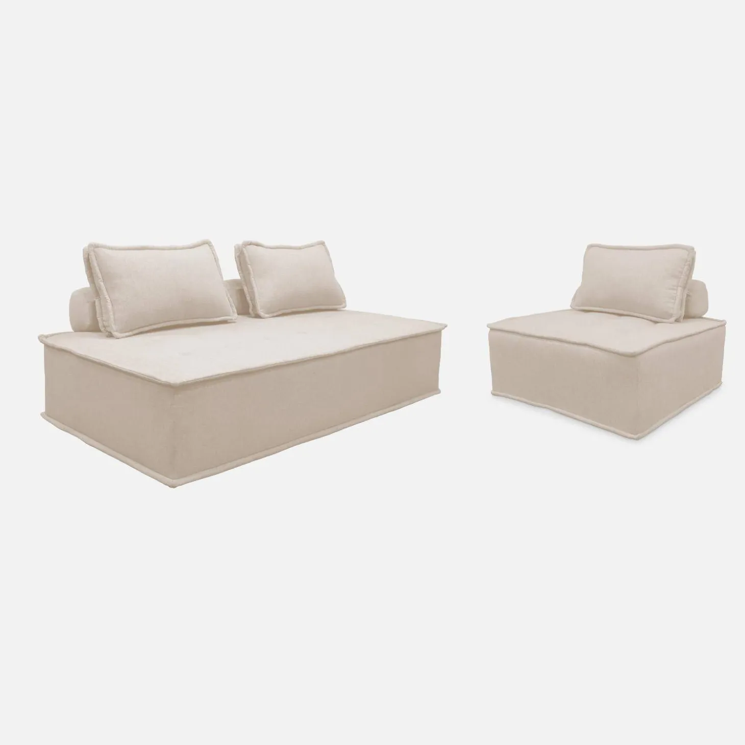 Fauteuil en modulaire 2-zitsbank in stof