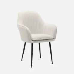 Fauteuil in boucléstof met metalen poten