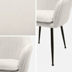 Fauteuil in boucléstof met metalen poten