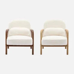 Fauteuil met naturelkleurig hout en imitatiebonteffect