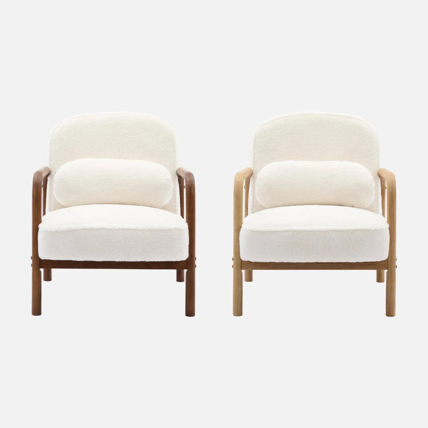 Fauteuil met naturelkleurig hout en imitatiebonteffect