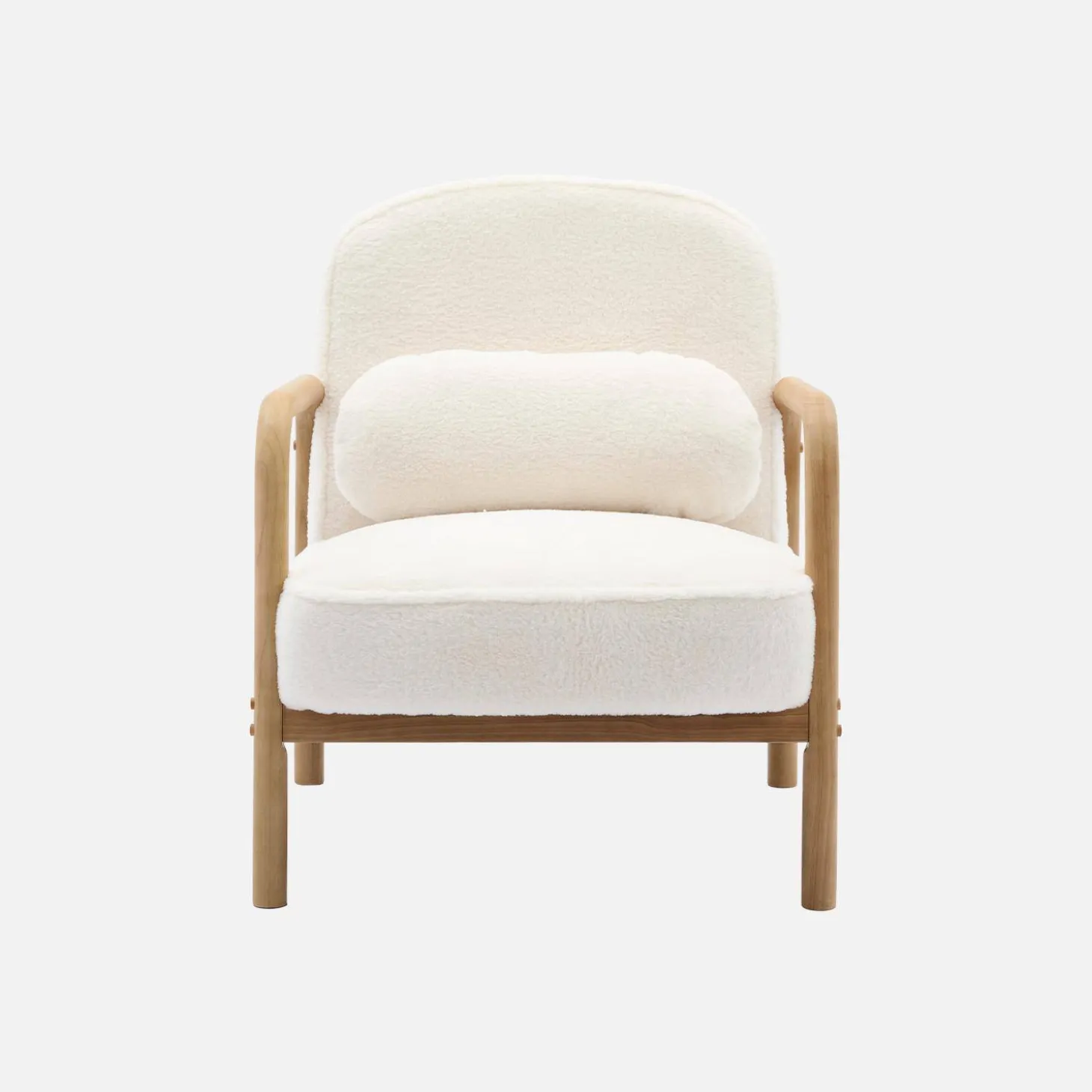 Fauteuil met naturelkleurig hout en imitatiebonteffect