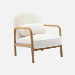 Fauteuil met naturelkleurig hout en imitatiebonteffect