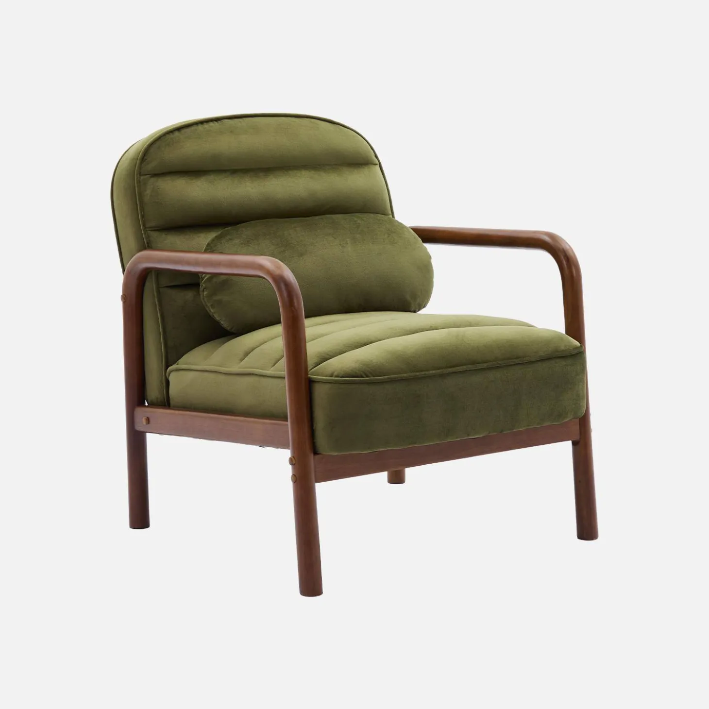 Fauteuil met walnootkleurig hout en fluweel