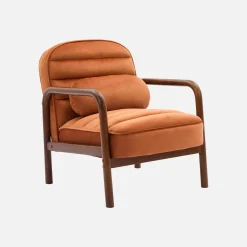 Fauteuil met walnootkleurig hout en fluweel