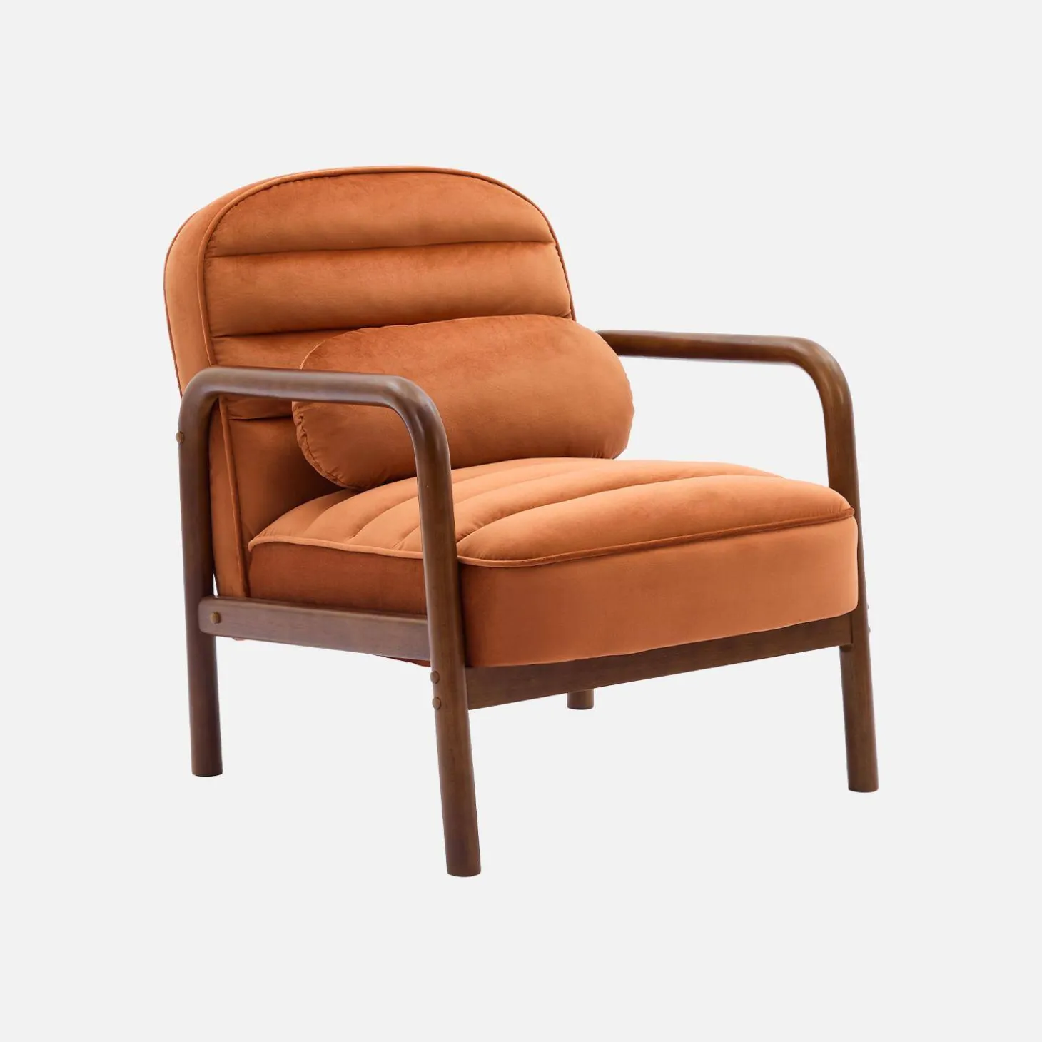 Fauteuil met walnootkleurig hout en fluweel