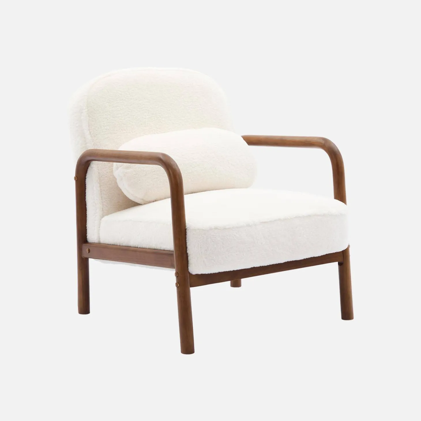 Fauteuil met walnootkleurig hout en imitatiebonteffect