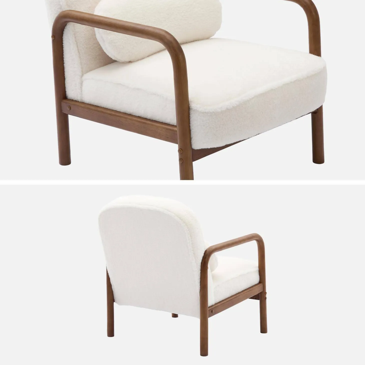 Fauteuil met walnootkleurig hout en imitatiebonteffect