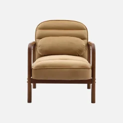 Fauteuil met walnootkleurig hout en fluweel