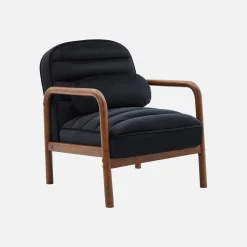 Fauteuil met walnootkleurig hout en fluweel