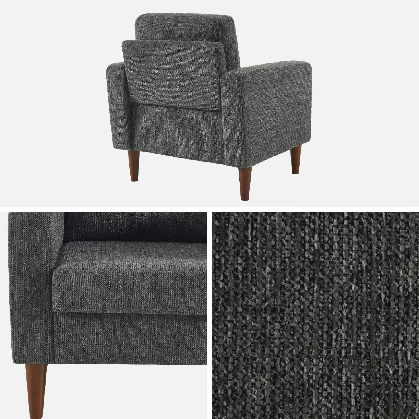 Fauteuil rubberhout en chenille stof