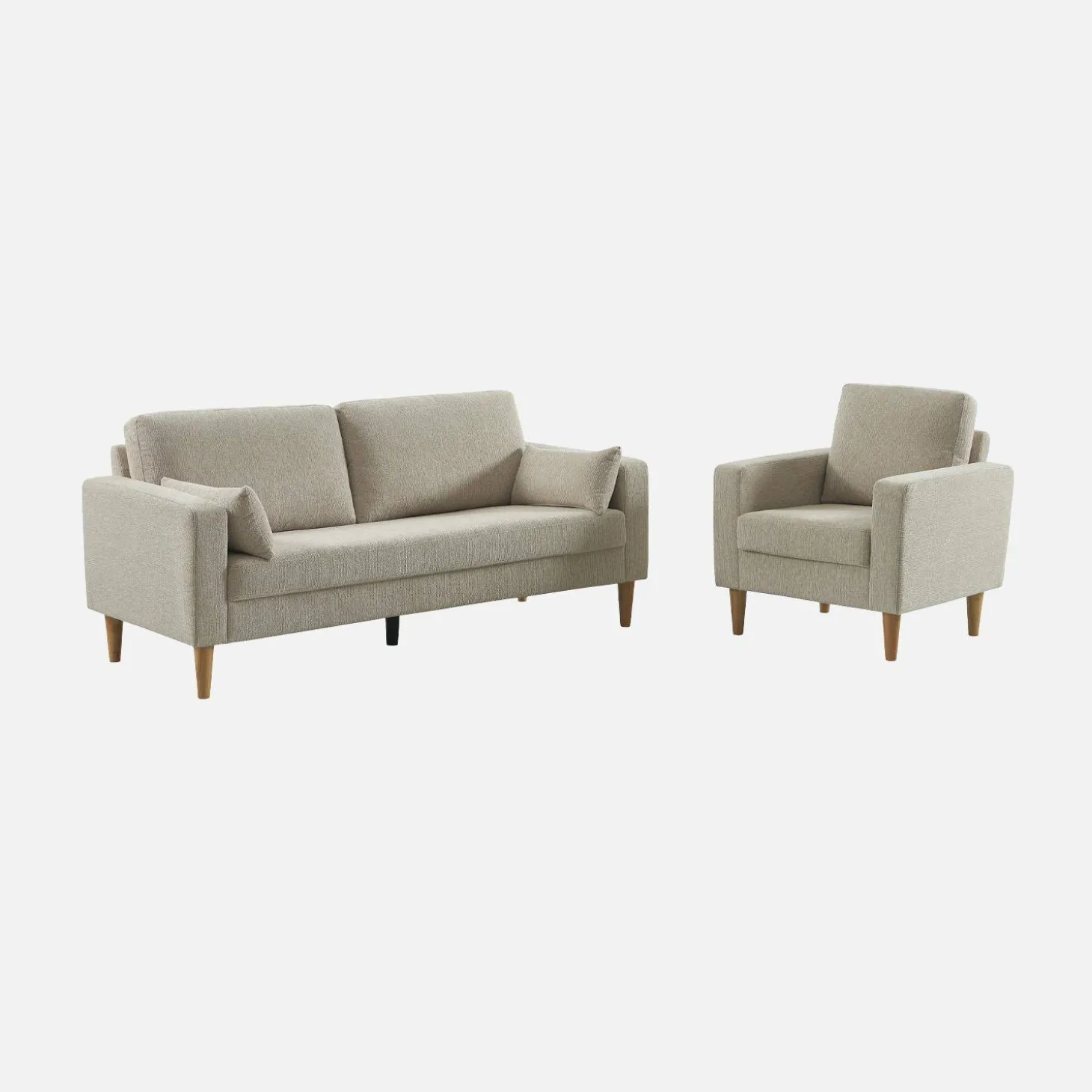 Fauteuil rubberhout en chenille stof