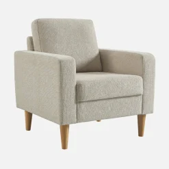 Fauteuil rubberhout en chenille stof
