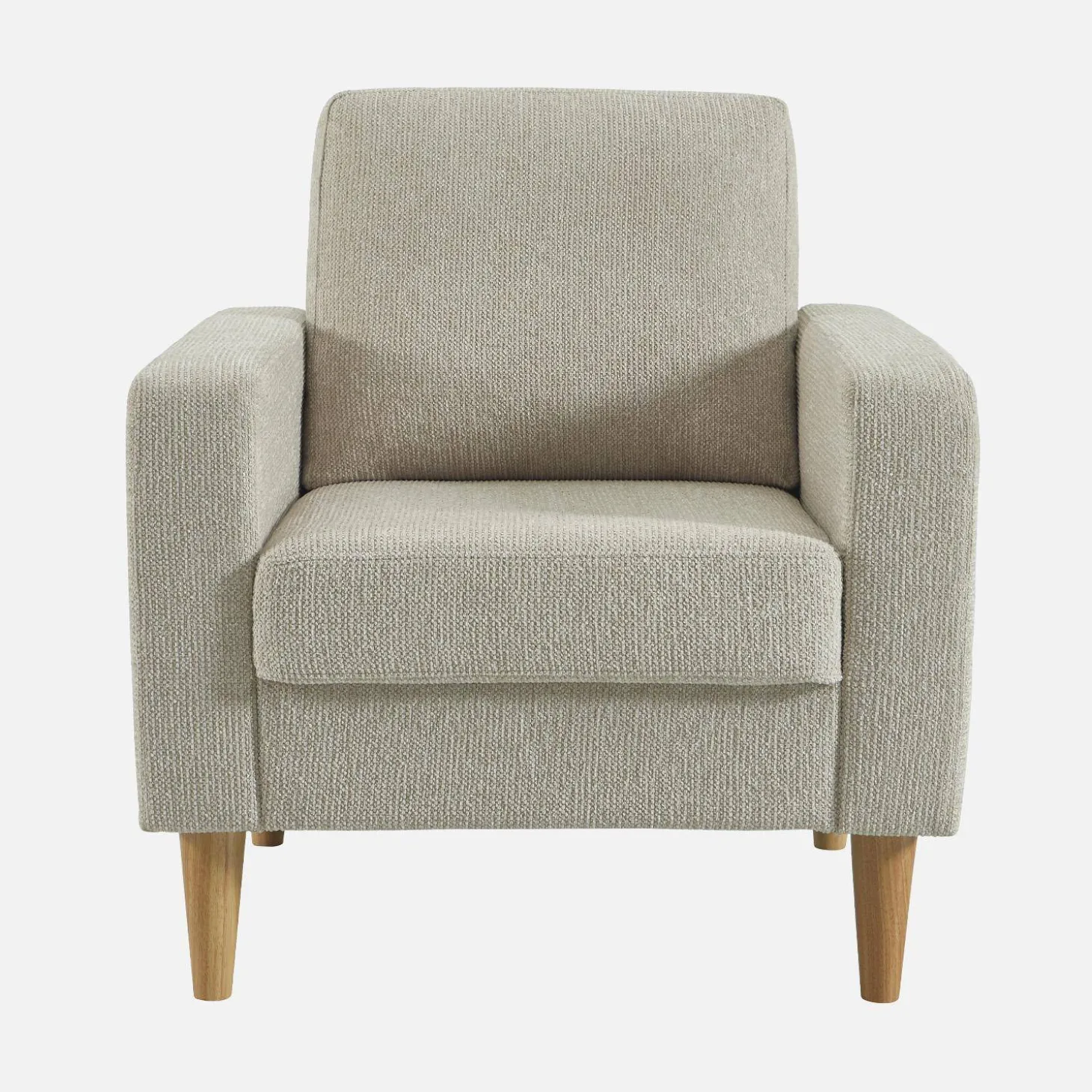 Fauteuil rubberhout en chenille stof