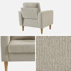 Fauteuil rubberhout en chenille stof