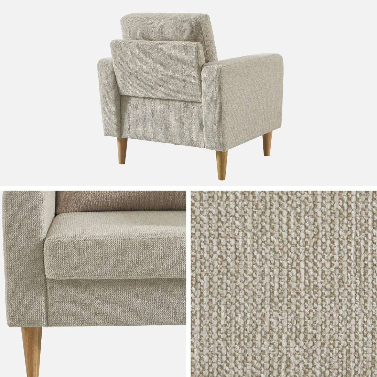 Fauteuil rubberhout en chenille stof