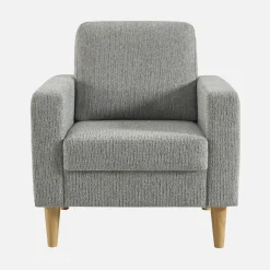Fauteuil rubberhout en chenille stof