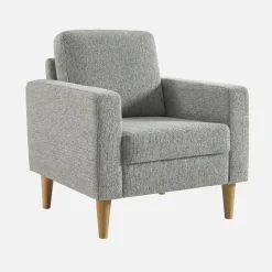 Fauteuil rubberhout en chenille stof