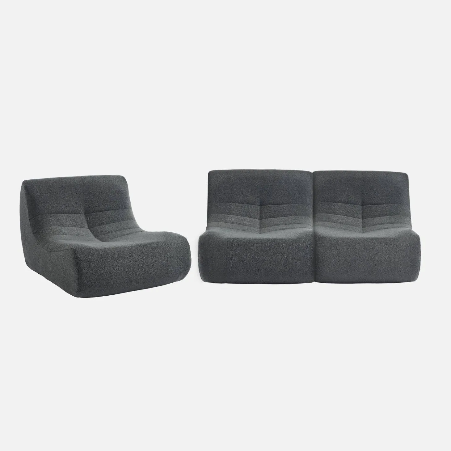 Fauteuils boucléstof Sokol 1 zitplaats (set van 3)