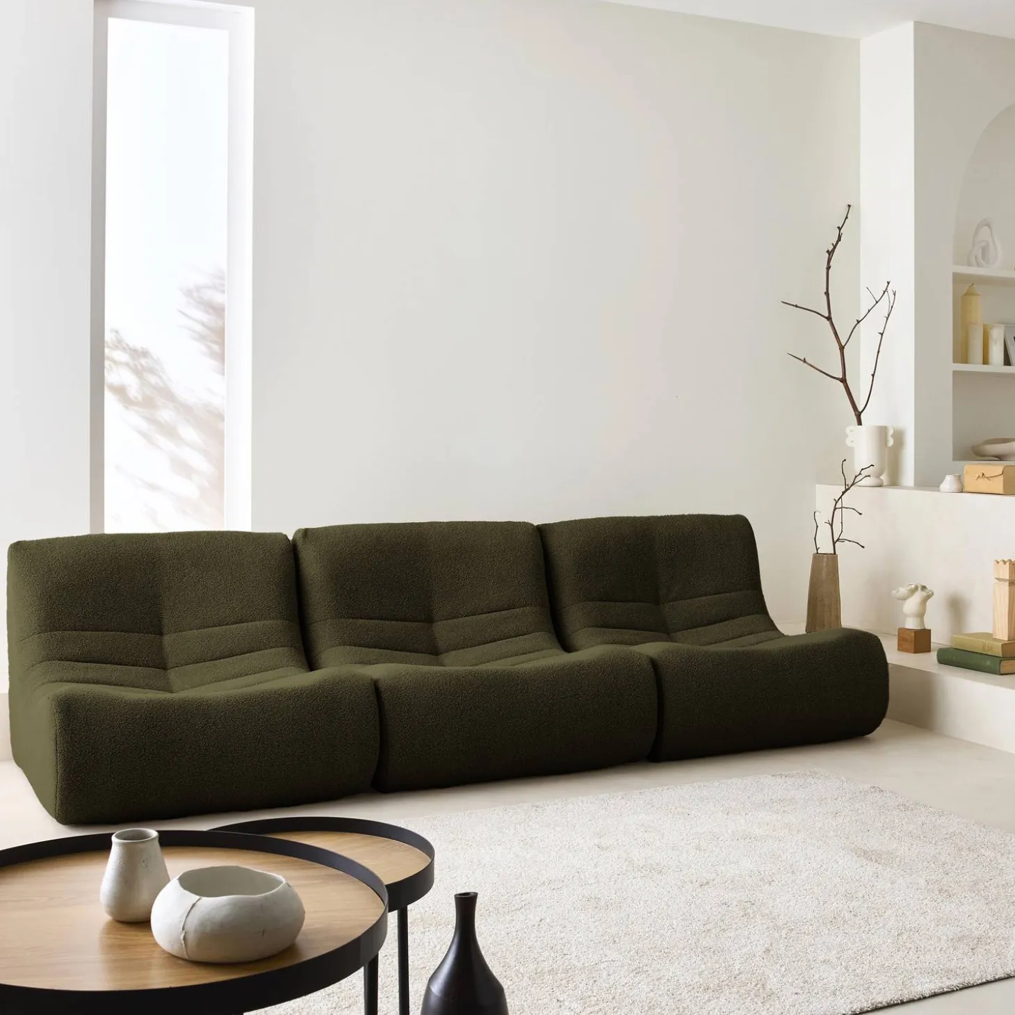 Fauteuils boucléstof Sokol 1 zitplaats (set van 3)